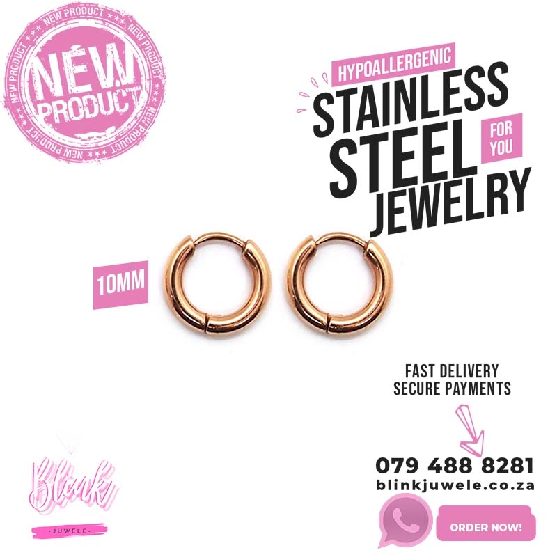 10mm Rose Gold Stainless Hoop earrings