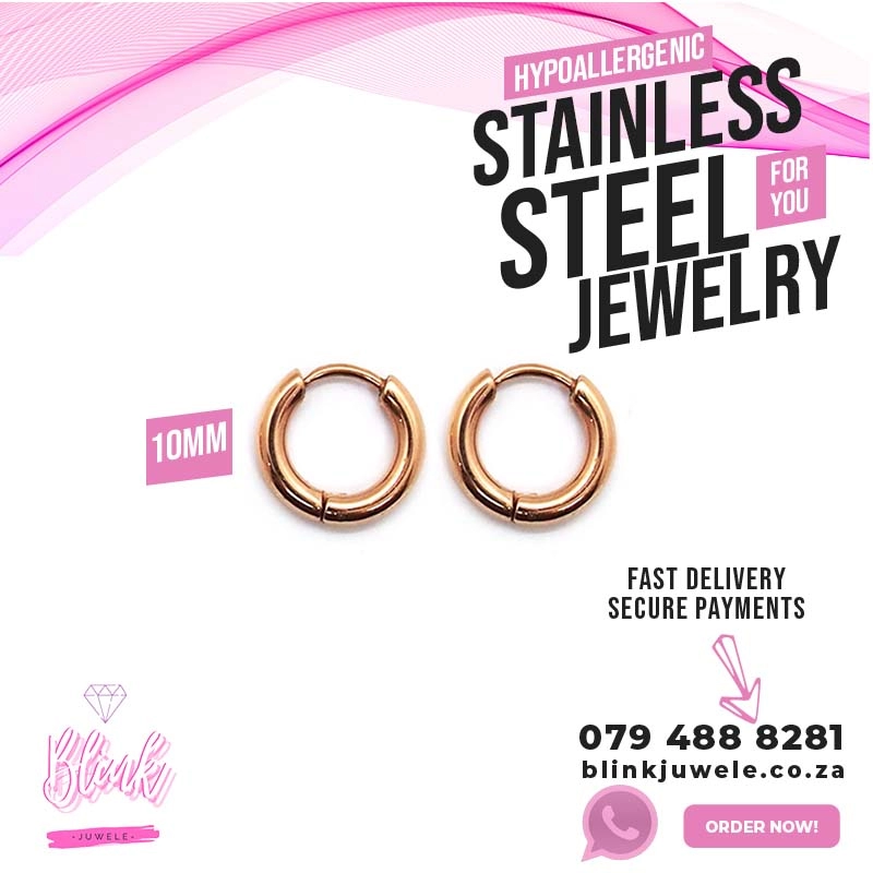 10mm Rose Gold Stainless Hoop earrings