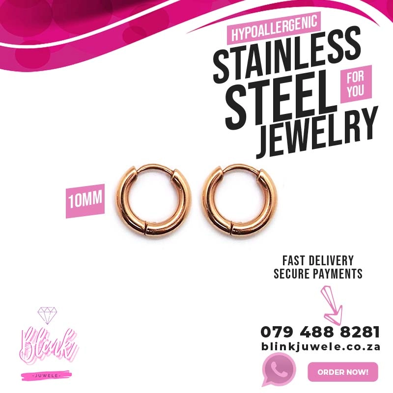 10mm Rose Gold Stainless Hoop earrings