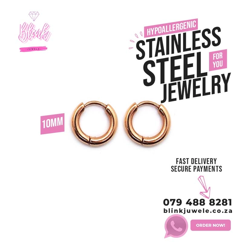 10mm Rose Gold Stainless Hoop earrings