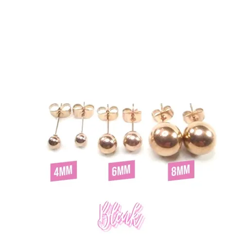 Ball Stud Earrings Combo (Rose Gold)