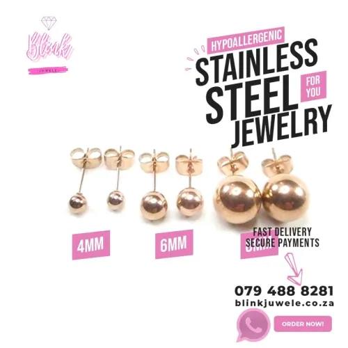 Ball Stud Earrings Combo (Rose Gold)