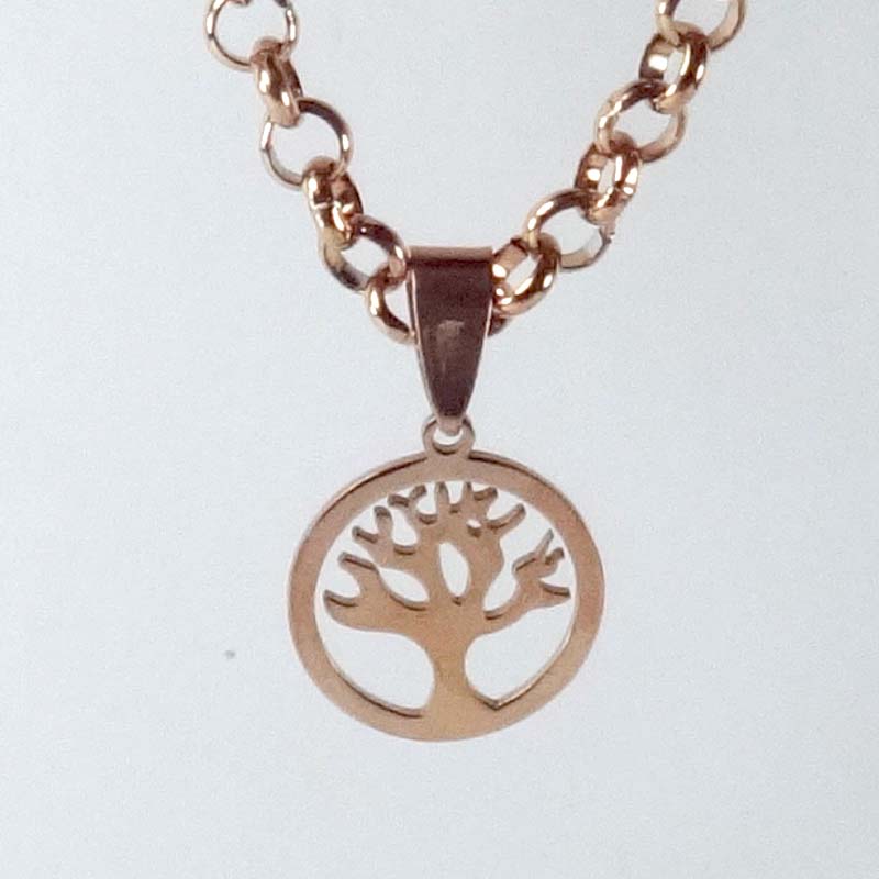 6 Boom van die Lewe Rose Gold Pendant and Necklace Combo