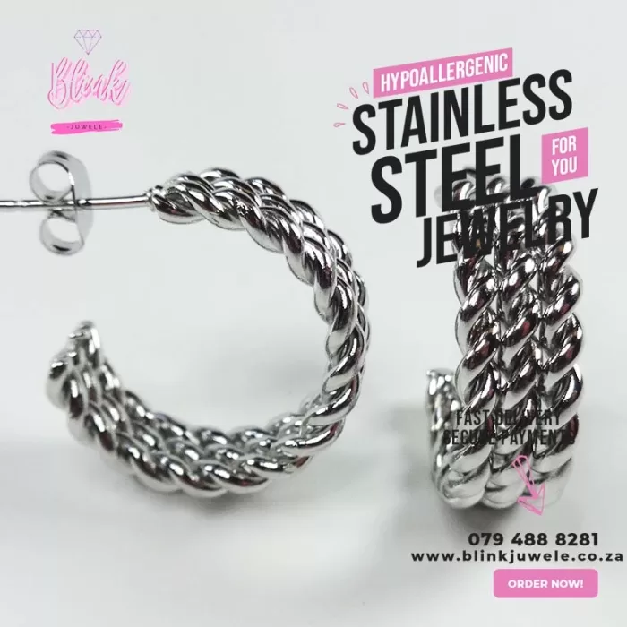 Triple Twist Earrings Stainless Steel Jewelry Pretoria