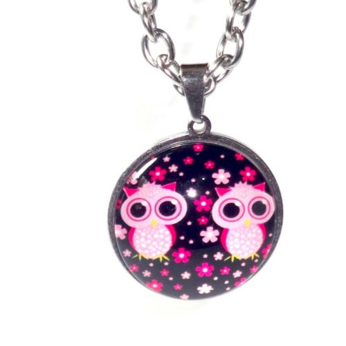 Black Owl Domed Glass Cabochon