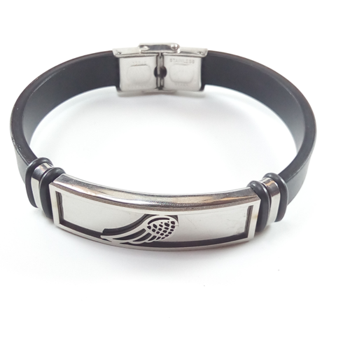 Men's Rubber and Stainless Steel Bracelet #4