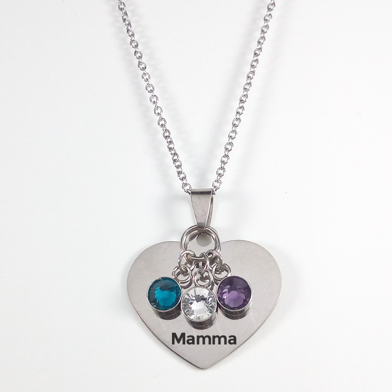 Engraved Heart Crystals Pendant