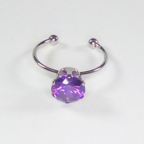 Purple Adjustable Crystal Ring