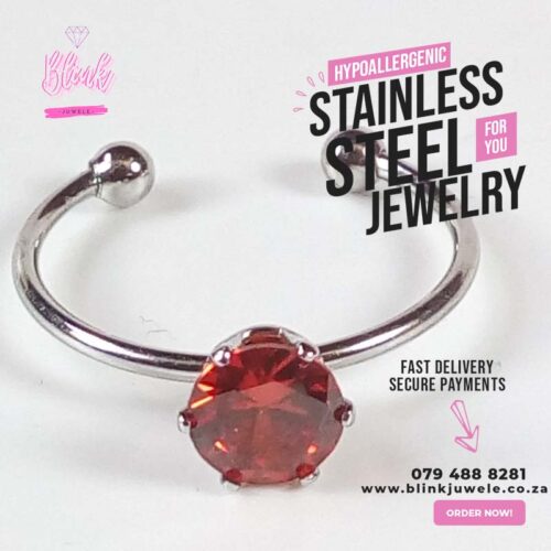 Red Adjustable Crystal Ring