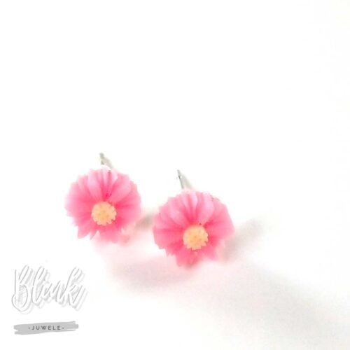 Peach Pink Flower Kids Earrings
