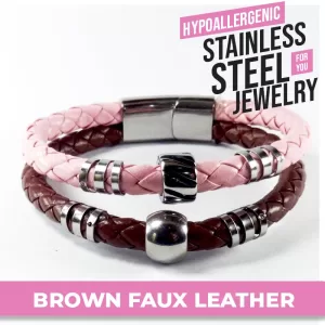 Brown Faux Leather Bracelets
