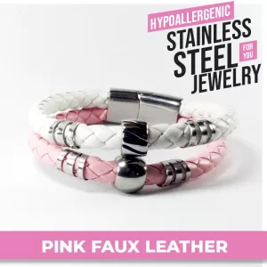 Pink Faux Leather Bracelets