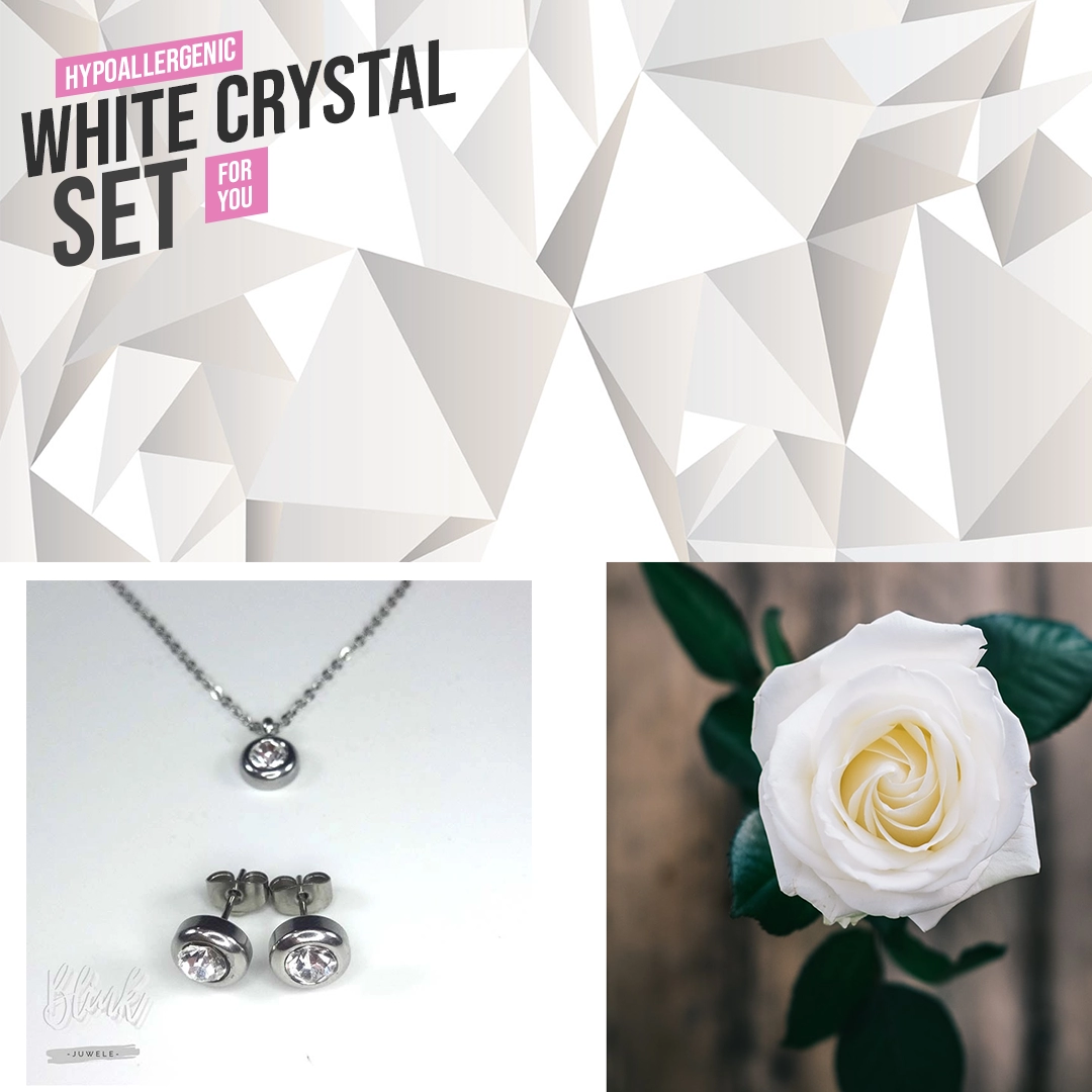 White Crystal Set Stainless Steel Jewelry Pretoria White Crystal Set