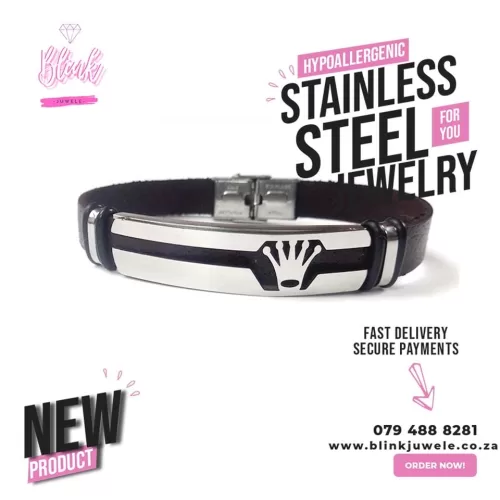 Queen plate Leather Bracelet