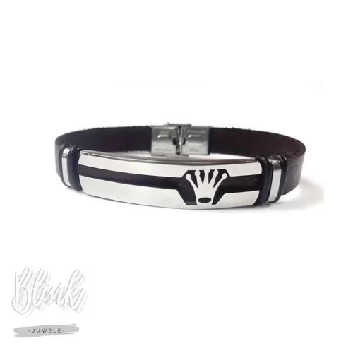 Queen plate Leather Bracelet