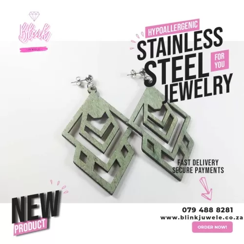 Green Wooden Earrings #1