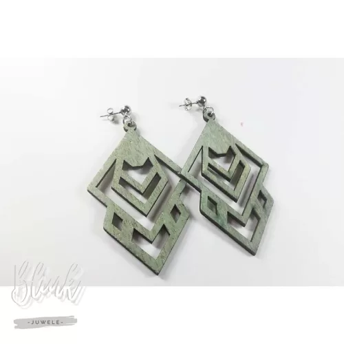 Green Wooden Earrings #1