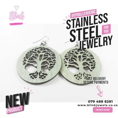 Green Wooden Earrings #2