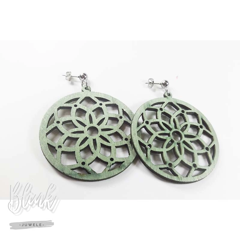 Green Wooden Earrings #4