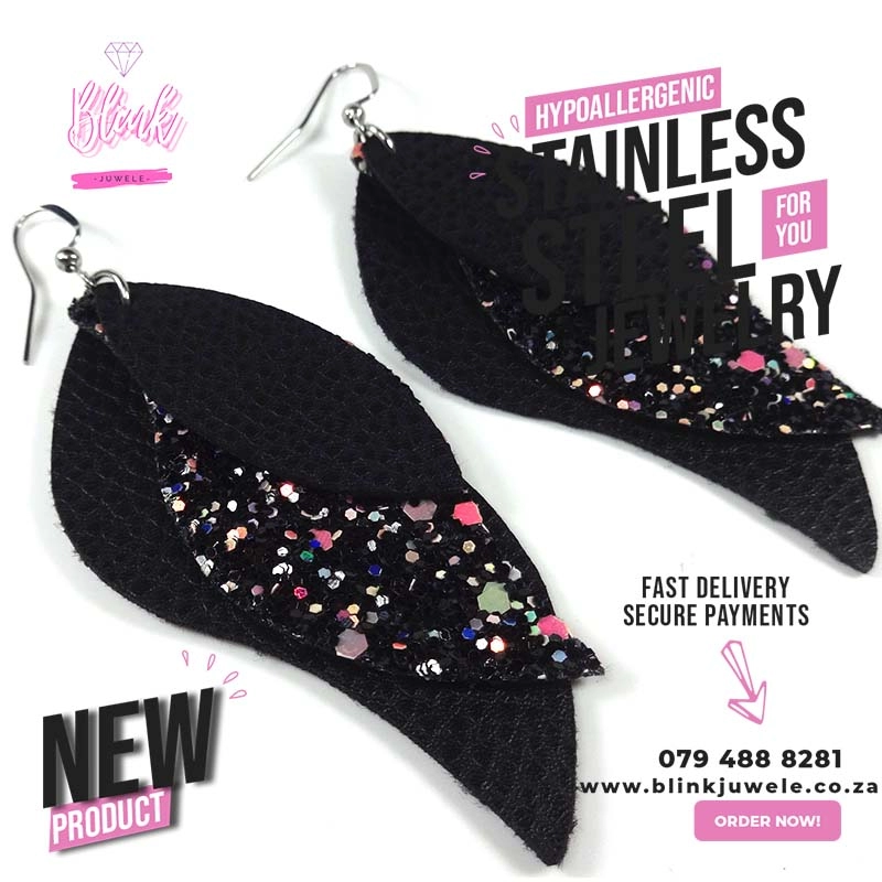 Black Faux Leather Earrings