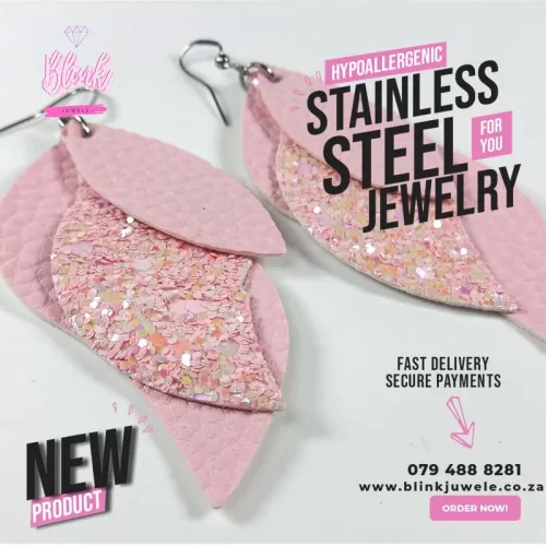 Pink Faux Leather Earrings