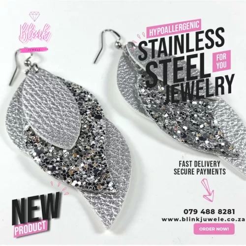 Silver Faux Leather Earrings