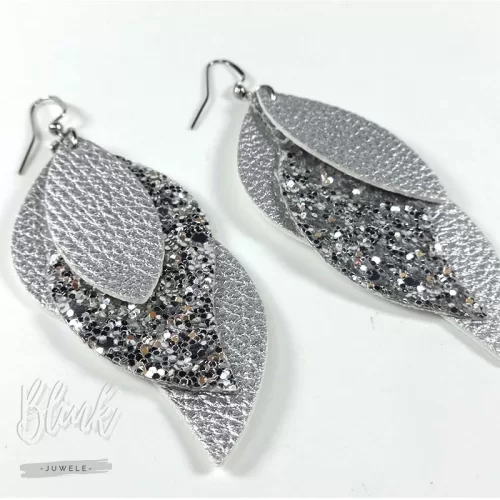 Silver Faux Leather Earrings