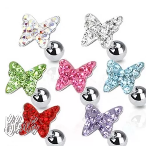 Butterfly crystal paved Tragus