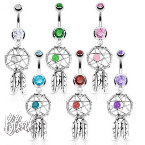 Crystal Dangle Dreamcatcher Belly Ring