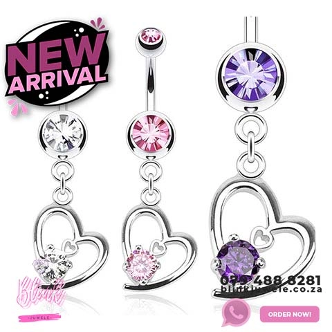 Crystal Dangle Heart Belly Ring