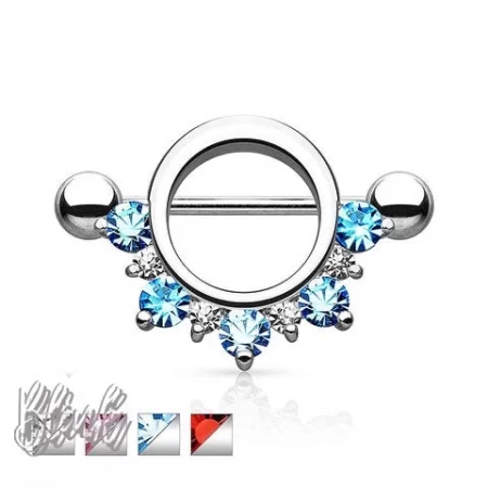 Half Shield Cubic Zirconia Nipple Shield