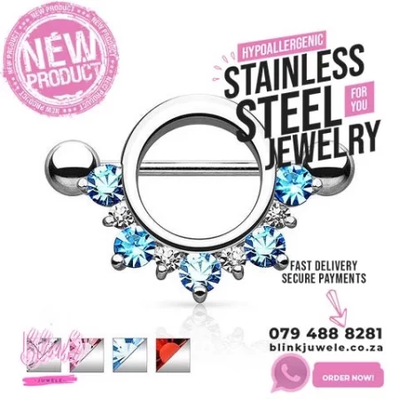 Half Shield Cubic Zirconia Nipple Shield