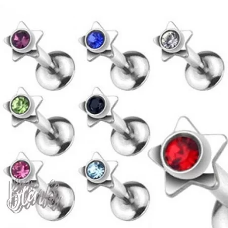 Internally Threaded Star Cubic Zirconia Labret