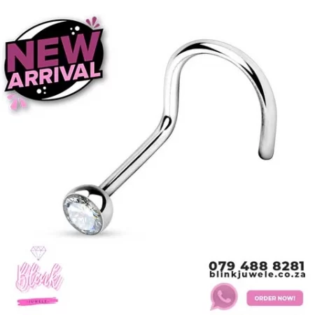 Nose Screw with Half top Crystal