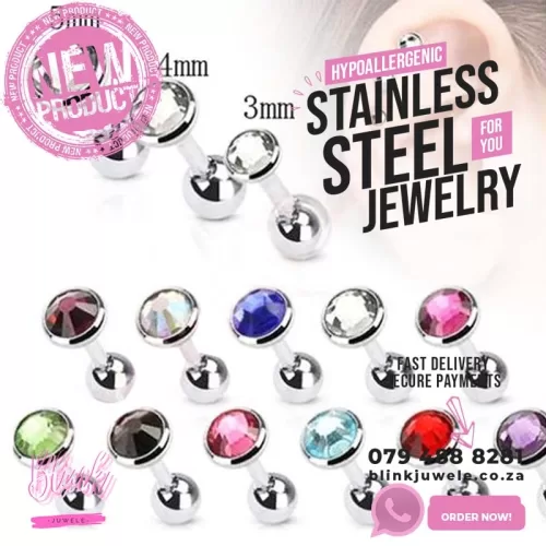 Round Press Crystal Tragus Stud