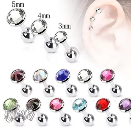 Round Press Crystal Tragus Stud