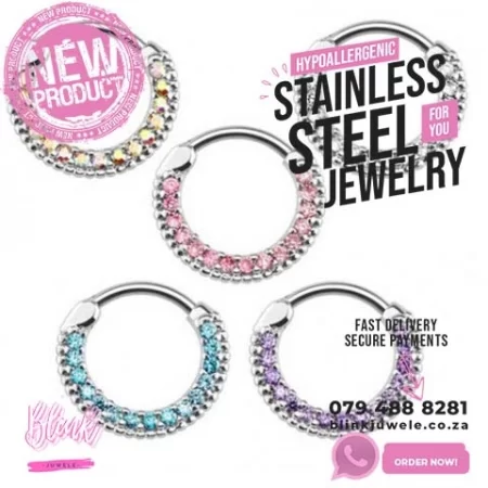 Septum Clicker Rings with Crystals