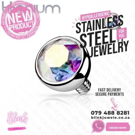 Titanium Internally Threaded Bezel Crystal Ball Tops