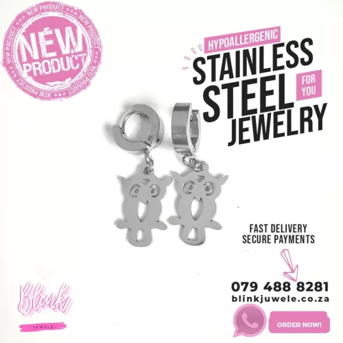 Owl on a stick Infinity Huggie Hoop Earrings