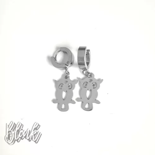 Owl on a stick Infinity Huggie Hoop Earrings