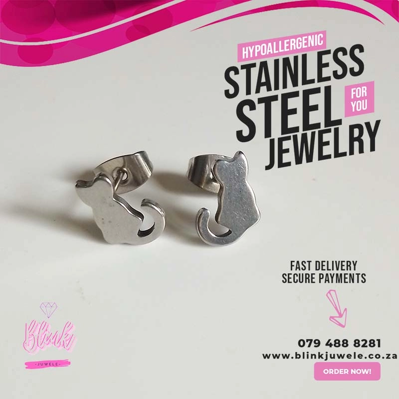 Small Cat Stud Earrings