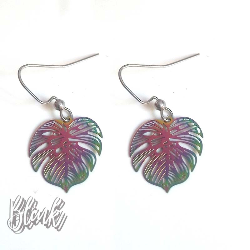 iridescent Leaf Earrings