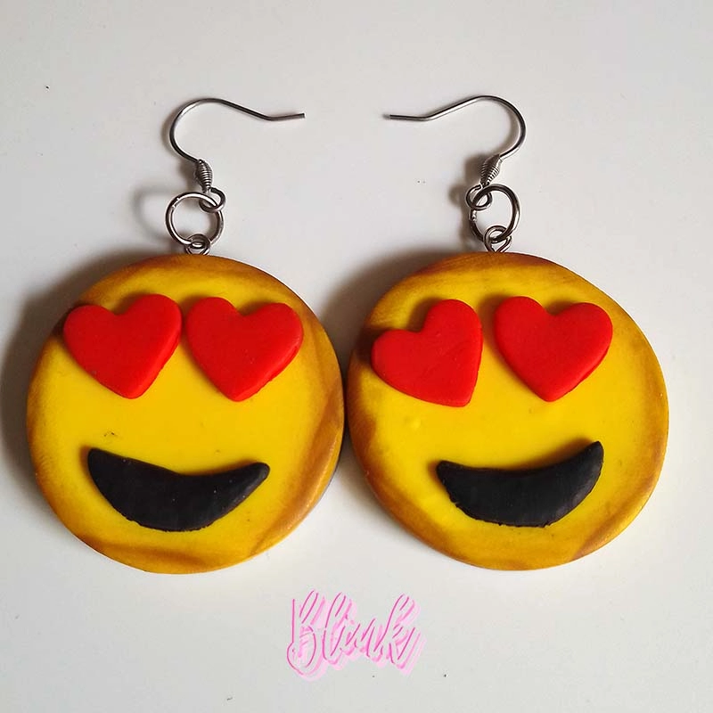 Smiley Heart Emoji Polymer Clay Earrings