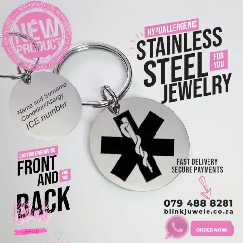 Round Medical Alert Keychain