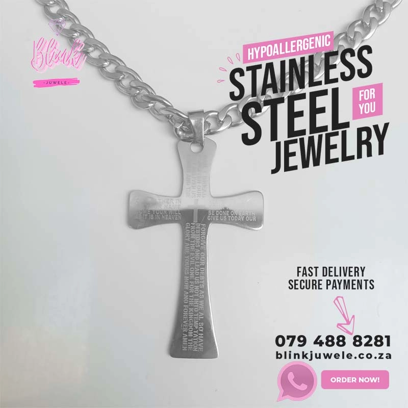 The Lords Prayer Cross Modern Necklace