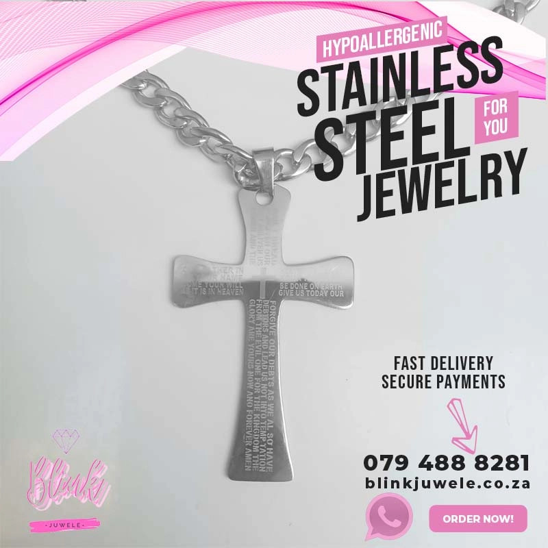 The Lords Prayer Cross Modern Necklace