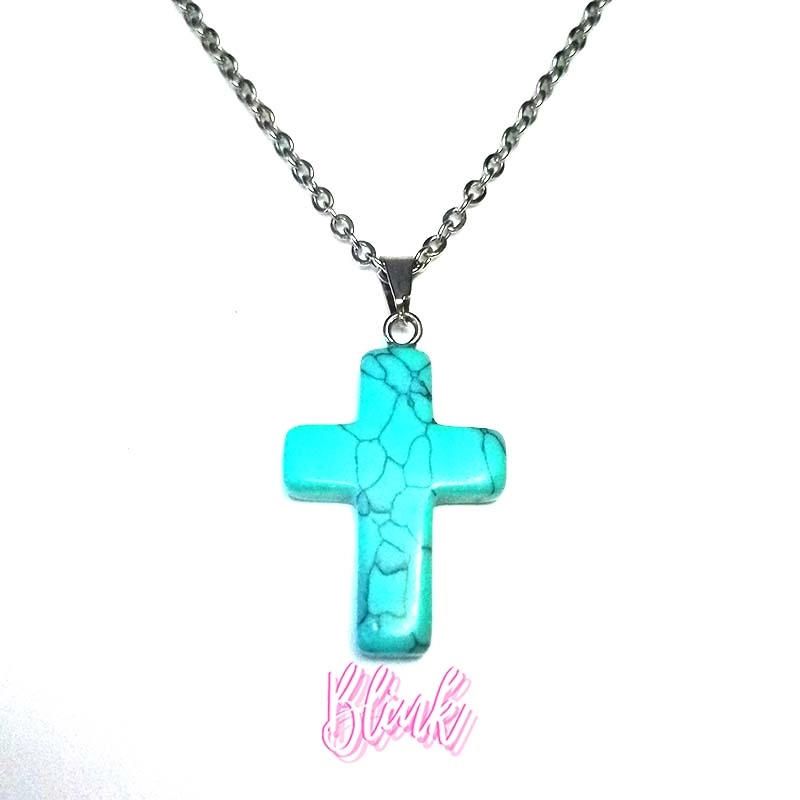 Amazonite Cross Necklace Stainless Steel jewelry Pretoria Blink Juwele Amazonite Cross Necklace