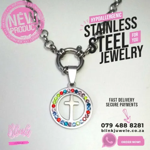 Color Crystal Cross Necklace