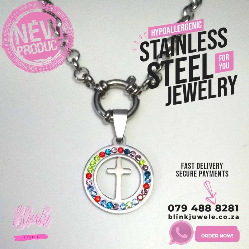 Color Crystal Cross Necklace