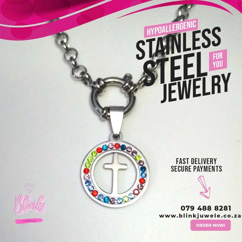 Color Crystal Cross Necklace